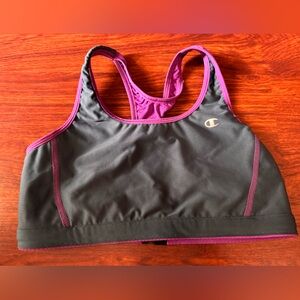 Champion Black Sports Bra with Purple Trim- REVERSIBLE